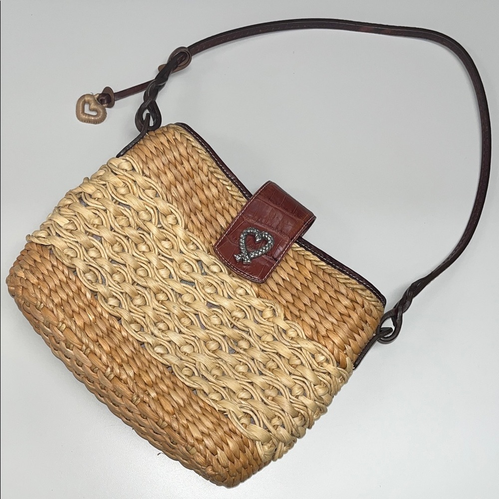 Brighton Tan and Brown Woven Shoulder Bag / gorgeous - Picture 1 of 16